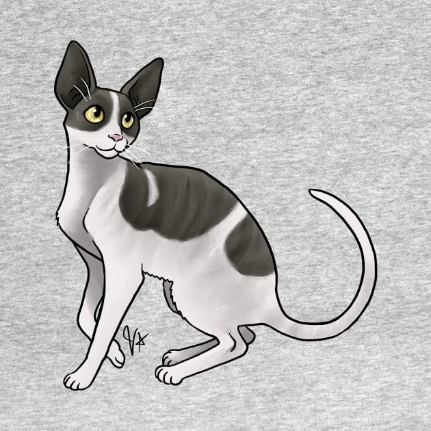 Cat - Cornish Rex - Black and White by Jen's Dogs Custom Gifts and Designs